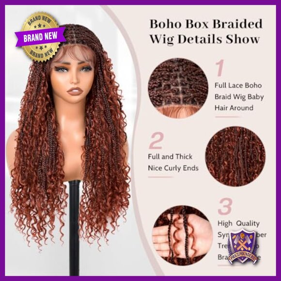 Glueless Full Lace Human Hair Blended Braided Wig Lightweight 30 Inch